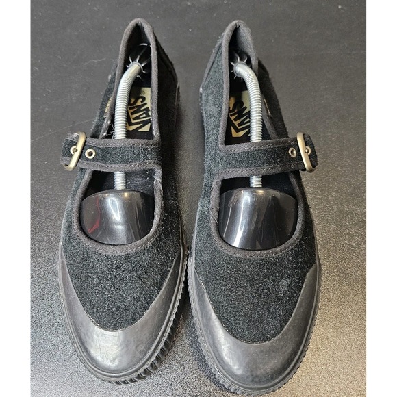 Vans Mary Jane Sneakers Black Size 9.5 Womens‎ Buckle Suede Leather - Picture 2 of 8